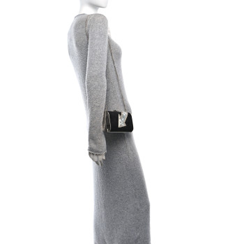 CHLOE Suede Crystal Beaded Arrow Met Gala Clutch Black