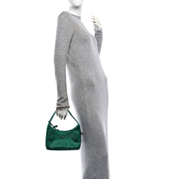 PRADA Satin Crystal Mini Re-Edition 2000 Bag Mango