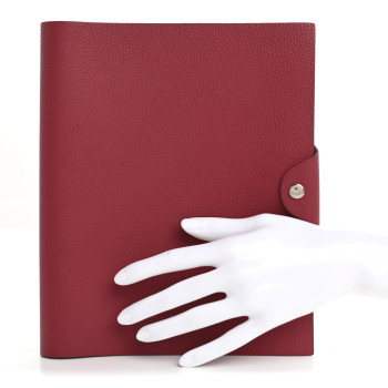 HERMES Togo Ulysse MM Notebook Cover Rouge Grenat
