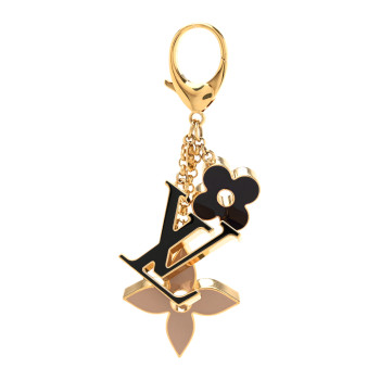 LOUIS VUITTON Metal Enamel Fleur De Monogram Bag Charm Dore