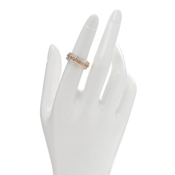 HERMES 18K Rose Gold Diamond Reseau Lumiere Ring 52 6
