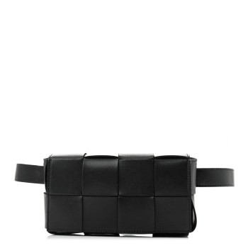 BOTTEGA VENETA Nappa Maxi Intreccio The Belt Cassette Bag Black