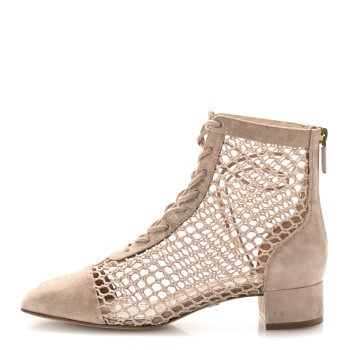 CHRISTIAN DIOR Suede Resille Naughtily-D 30mm Ankle Boots 36.5 Nude