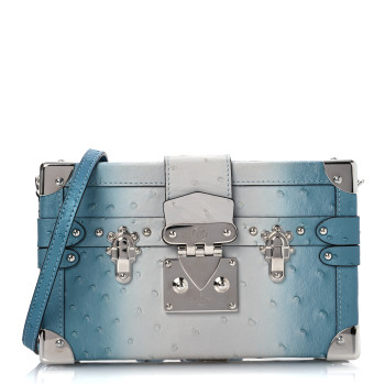 LOUIS VUITTON Ostrich Petite Malle Blue Grey