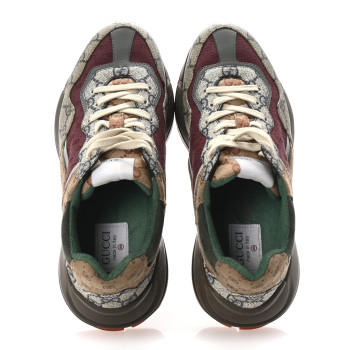 GUCCI GG Supreme Monogram Mix Monogram Womens Rhyton Sneakers 39.5 Bordeaux Beige Ebony