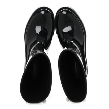 LOUIS VUITTON Rubber Embossed Monogram Splash Rain Short Boots 40 Black
