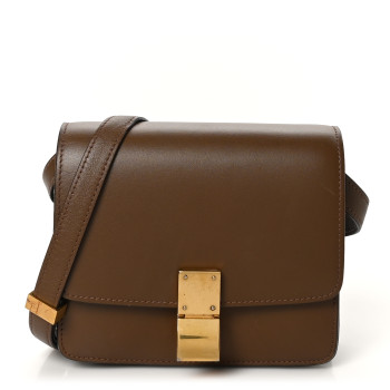 CELINE Smooth Calfskin Small Classic Box Flap Bag Camel