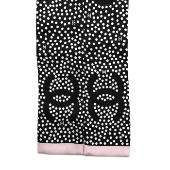 CHANEL Silk CC Slim Bandeau Scarf Black Light Pink