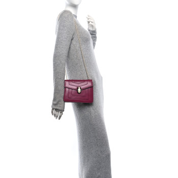 BULGARI Calfskin Small Serpenti Forever Snake Strap Crossbody Bag Plum