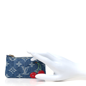 LOUIS VUITTON LV X TM Monogram Denim Cerises Key Pouch Blue