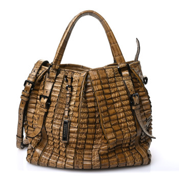 BURBERRY Crocodile Calfskin Lowry Brown