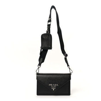 PRADA Saffiano City Calf Mini Envelope Bag Black