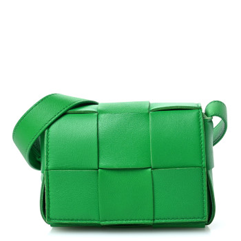 BOTTEGA VENETA Lambskin Maxi Intrecciato Extra Mini Cassette Crossbody Bag Parakeet