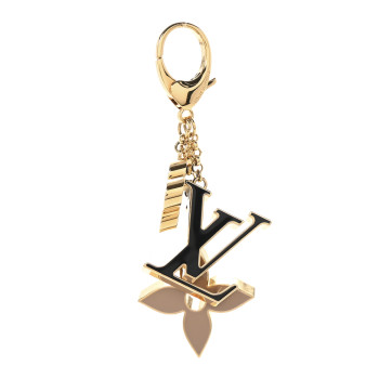 LOUIS VUITTON Metal Enamel Fleur De Monogram Bag Charm Dore