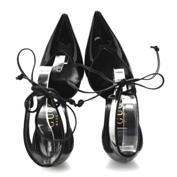 GUCCI Vitello Vernice Soft Nappa Priscilla Ankle Cuff Pumps 37.5 Black