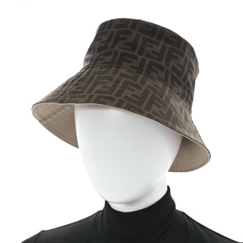 FENDI Poyester FF Reversible Bucket Hat S Tobacco Beige