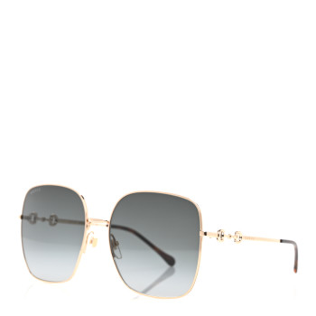 GUCCI Metal Horsebit Square Frame Sunglasses GG0879S Gold