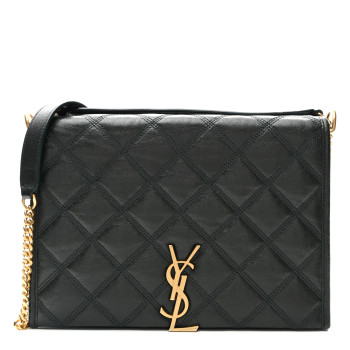 SAINT LAURENT Lambskin Quilted Mini Becky Chain Bag Vert Fonce