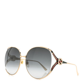 GUCCI Metal Oversized Round Frame GG0225S Sunglasses Gold