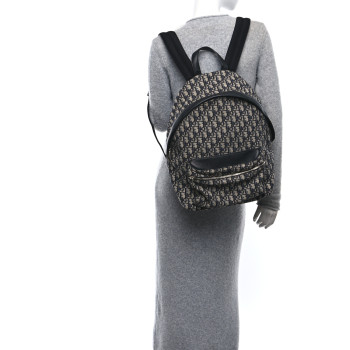 CHRISTIAN DIOR Oblique Calfskin Rider Backpack Beige Black