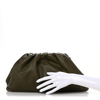 BOTTEGA VENETA Smooth Butter Calf The Pouch Oversized Clutch Kaki Fondent