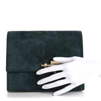 HERMES Veau Doblis Verrou Clutch Bleu Ocean HERMES Veau Doblis Verrou Clutch Bleu Ocean
