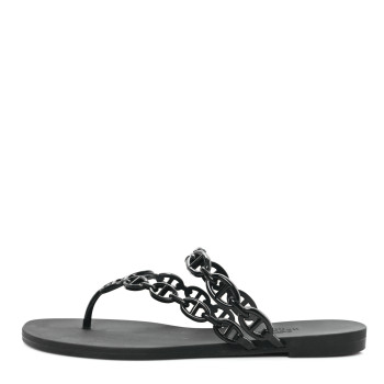 HERMES Rubber Chaine d'Ancre Rivage Sandals 38 Black