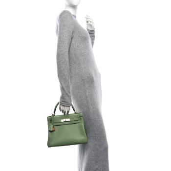 HERMES Evercolor Kelly Retourne 28 Vert Criquet