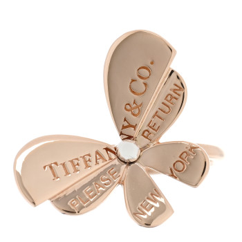 TIFFANY 18K Rose Gold Sterling Silver Return to Tiffany Love Bugs Butterfly Ring 52 6