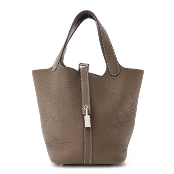 HERMES Taurillon Clemence Picotin Lock 18 PM Etoupe