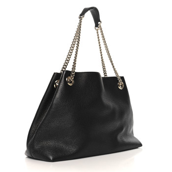 GUCCI Pebbled Calfskin Medium Soho Chain Shoulder Bag Black