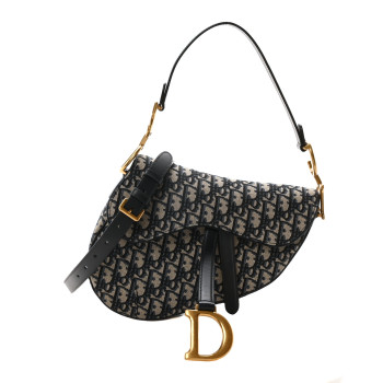 CHRISTIAN DIOR Oblique Saddle Bag With Strap Blue