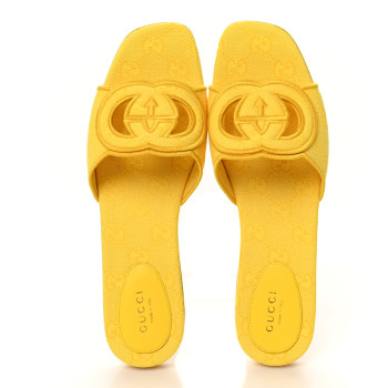GUCCI Canvas Interlocking G Womens Slide Sandals 39.5 39.5 Sun Ray