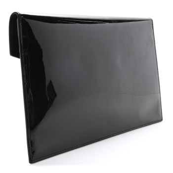 SAINT LAURENT Patent Calfskin Monogram Uptown Clutch Black