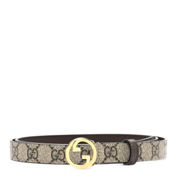 GUCCI GG Supreme Monogram Textured Dollar Calfskin Blondie 30mm Belt 100 40 Beige Ebony New Acero