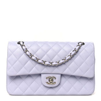 CHANEL Caviar Quilted Medium Double Flap Light Purple