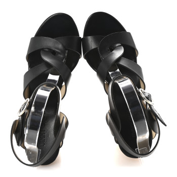 JIMMY CHOO Vachetta Cork Aleili 100 Wedge Sandals 40 Black