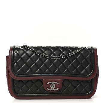 CHANEL Lambskin Classic Twist Flap Black Burgundy