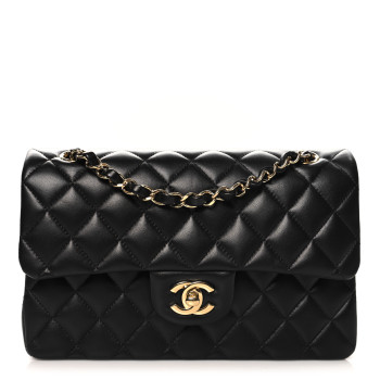 CHANEL Lambskin Quilted Small Double Flap Black