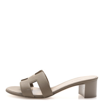 HERMES Epsom Oasis Sandals 37 Etoupe