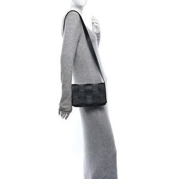 BOTTEGA VENETA Lambskin Maxi Intrecciato Cassette Crossbody Bag Black