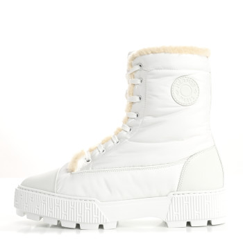 HERMES Parachute Shearling Fresh Ankle Boots 39.5 White Ecru