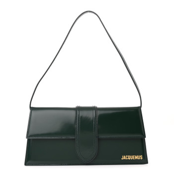 JACQUEMUS Glazed Calfskin Le Bambino Long Dark Green
