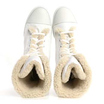 HERMES Parachute Shearling Fresh Ankle Boots 39.5 White Ecru