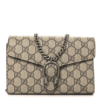 GUCCI GG Supreme Monogram Mini Dionysus Chain Wallet Beige Taupe