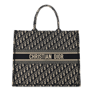 CHRISTIAN DIOR Oblique Large Book Tote Blue Multicolor