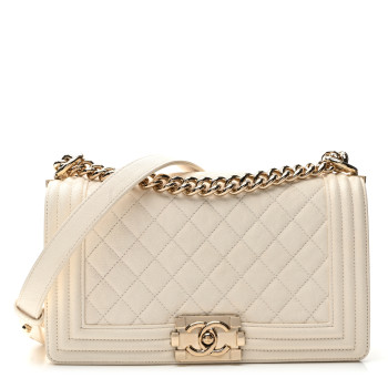 CHANEL Caviar Quilted Medium Boy Flap White CHANEL Caviar Quilted Medium Boy Flap White