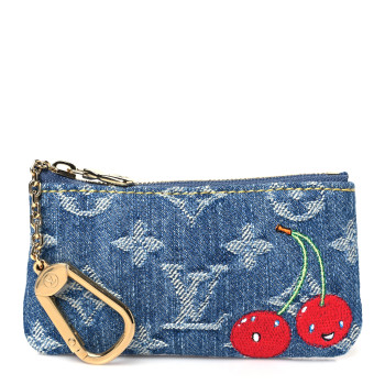 LOUIS VUITTON LV X TM Monogram Denim Cerises Key Pouch Blue