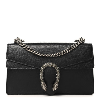 GUCCI Pebbled Calfskin Small Dionysus Shoulder Bag Black
