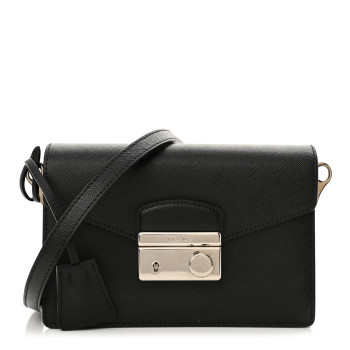 PRADA Saffiano Lux Mini Sound Crossbody Black
